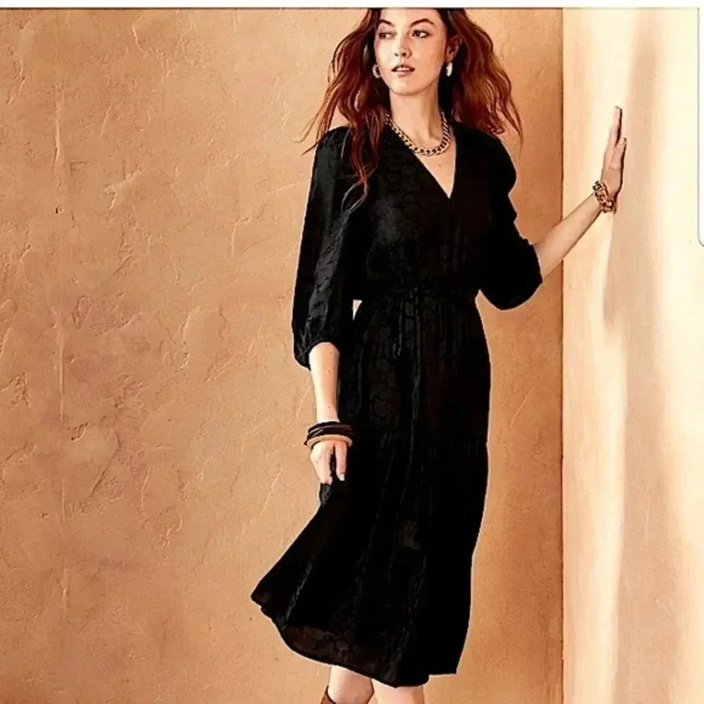 Banana Republic Puff Sleeve Satiny Dress
